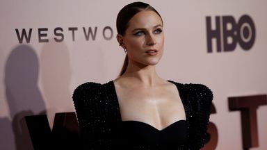 Cast member Evan Rachel Wood poses at the premiere for season 3 of Westworld in Los Angeles, California, March 2020